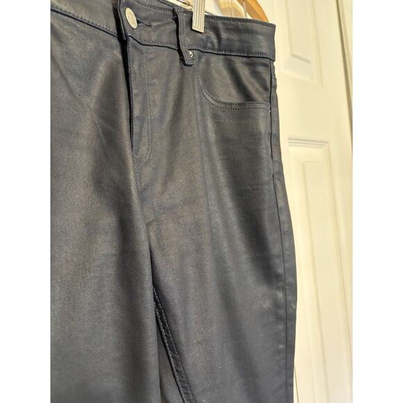 Zara Womens Blue Waxed Jeans 10 Zipper Ankle Leather-look - Picture 3 of 9